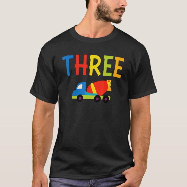 Tre tredje födelsedag, 3 år gammal Boy Constructio T Shirt (Framsida)