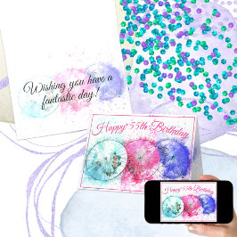 Tre tropiska kocktail Umbrellas 55:e födelsedagen Kort