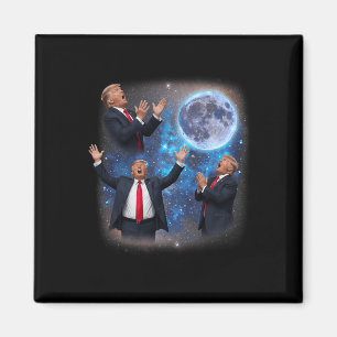 Tre Trumpare ylar mot månen konstig meme Trump Magnet