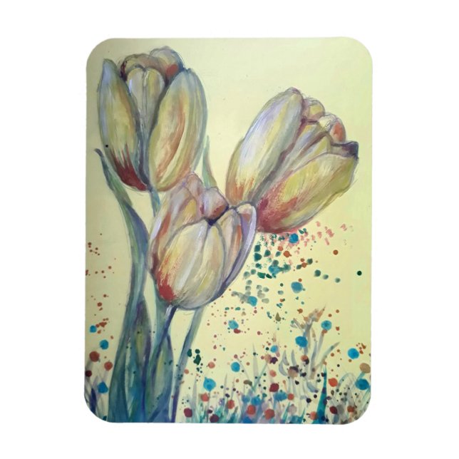 Tre tulips bouquet-gulter magnet (Vertikal)