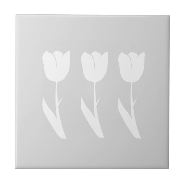 Tre tulpan i grå färg och vit kakelplatta (Framsidan)