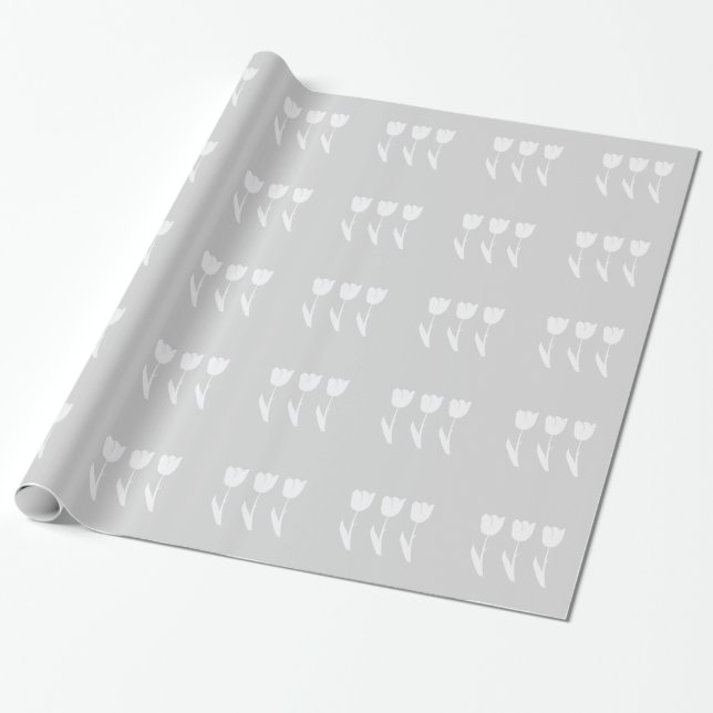 Tre tulpaner i grått och vitt presentpapper (Utrullad)