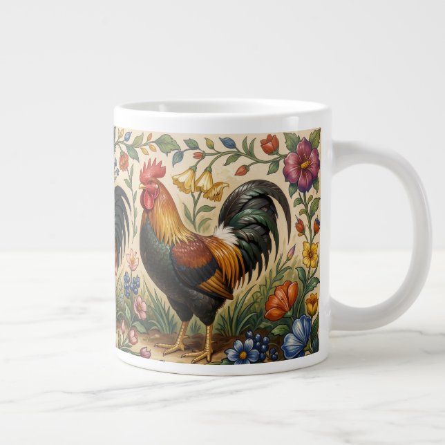 Tre tuppar i en blomstrande trädgård jumbo mugg (Höger)