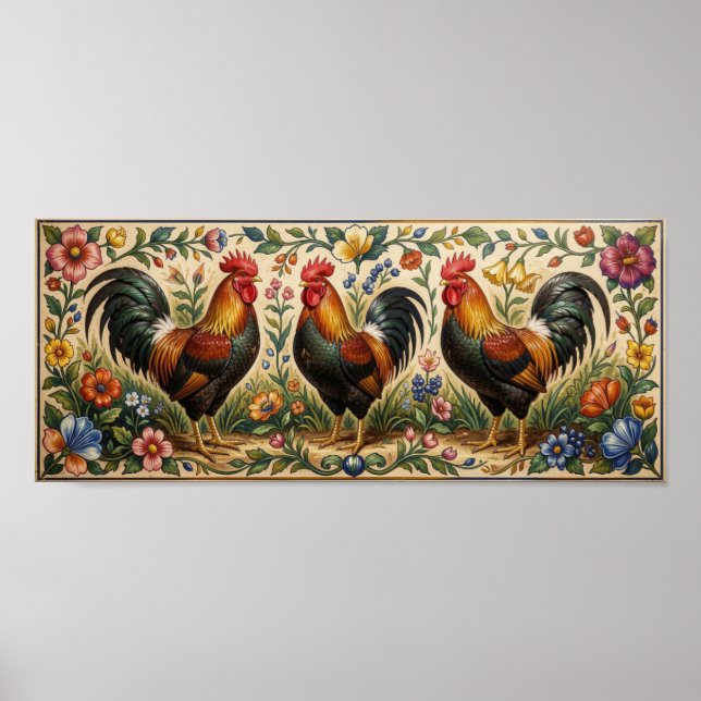 Tre tuppar i en blomstrande trädgård poster (Framsidan)