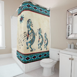 Tre turkos Kokopelli Shower Curtain