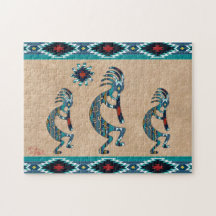 Tre turkos Southwest Kokopelli Jigszle Puzzle