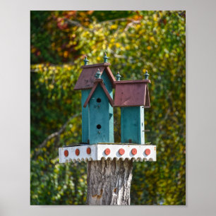 Tre Turquise Birdhouse Poster
