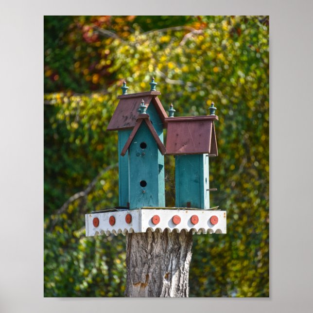Tre Turquise Birdhouse Poster (Framsidan)
