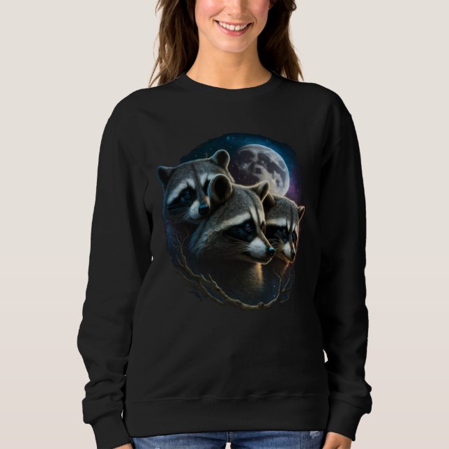 Tre tvättbjörnar månskrattar t shirt (Framsida)