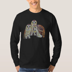 Tre ugglor detaljerad vektor i nouveau-stil t shirt
