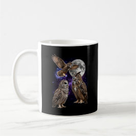 Tre Ugglor Mån Galax Retro Grafik Kaffemugg