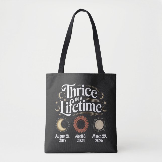 Tre under en livstid 2025 Solar Eclipse Astronomy Tygkasse (Framsida)