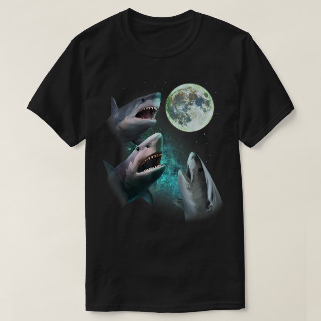 Tre Underbara vita hajar Howl vid Måne 3 Wolfs Fun T Shirt (Design framsida)