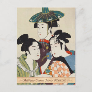 Tre unga kabuki-skådespelare Kitagawa, Utamaro art Vykort