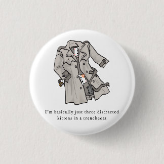 Tre uppdelade kittens i en Trenchrock-knapp Knapp