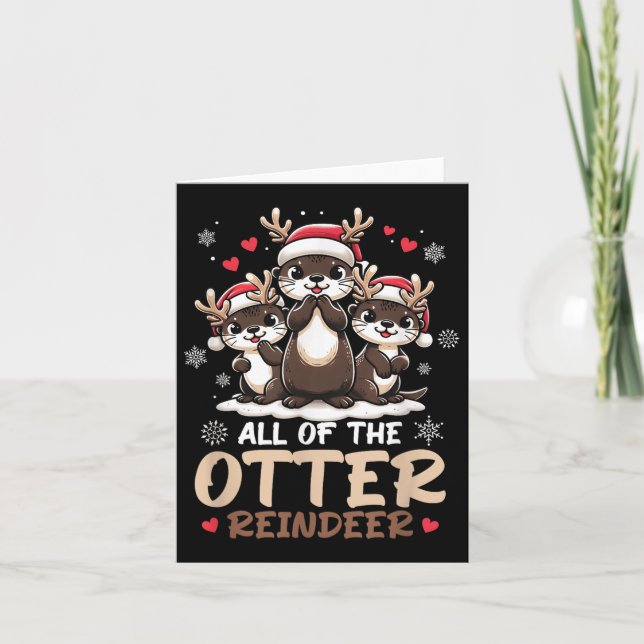 Tre utter renar tomte hatt hjort God Jul Kort (Framsida)