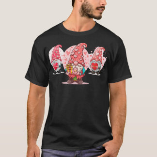 Tre vackra Gnomes Valentins Day Gnome Funny Kärlek T Shirt