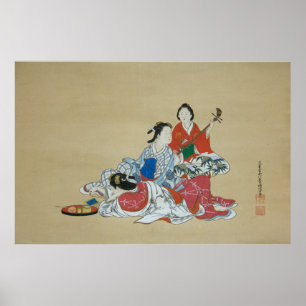 Tre vackra japanska kvinnor poster