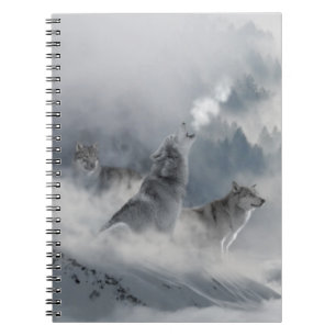Tre vackra Varger i Winter Snö Anteckningsbok