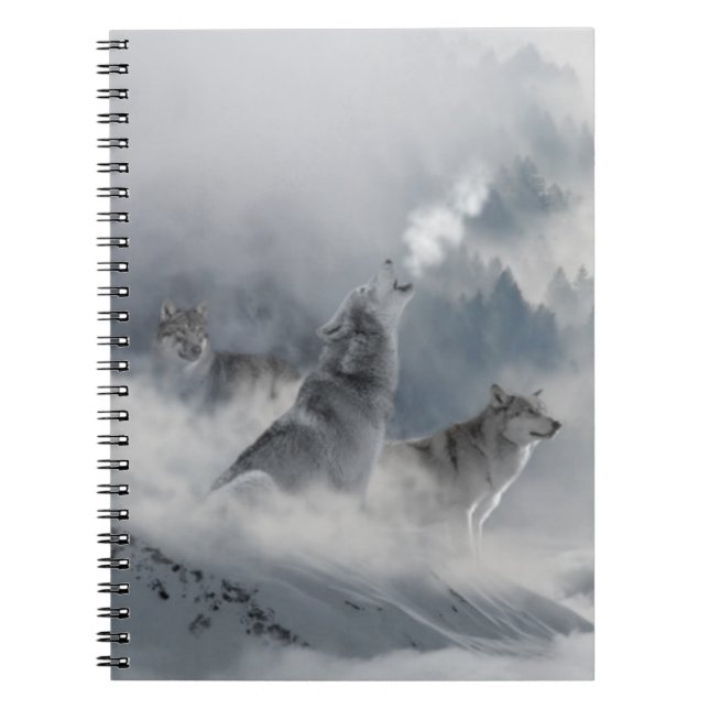 Tre vackra Varger i Winter Snö Anteckningsbok (Framsidan)