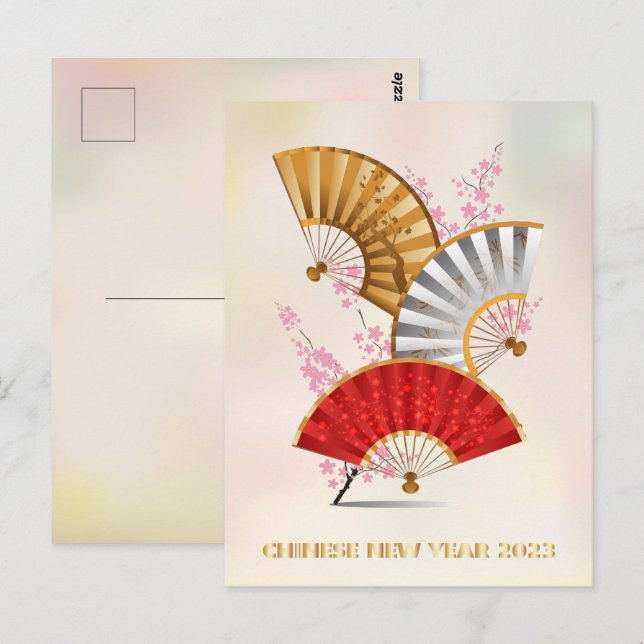 Tre vårfläktar vykort (Fram/baksida)