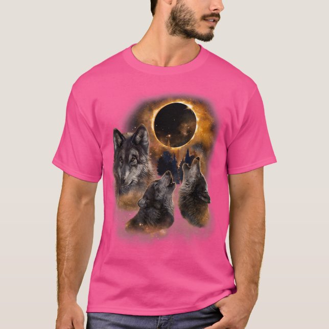 Tre Vargar och Varger av solskog T Shirt (Framsida)