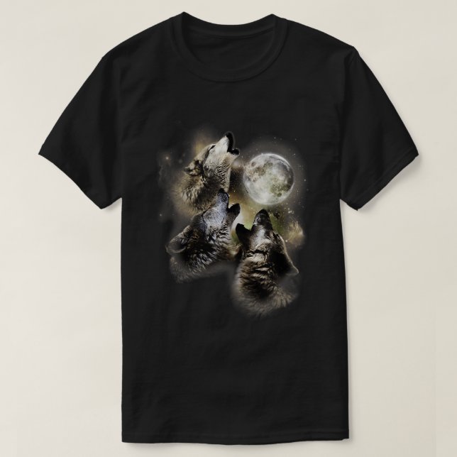 Tre Vargar vid Tanktopet vid Måne Vargen Älskare T Shirt (Design framsida)