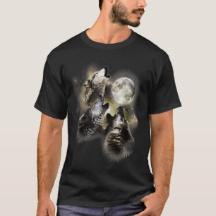 Tre Vargar vid Tanktopet vid Måne Vargen Älskare T Shirt
