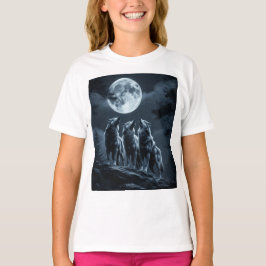 Tre vargar ylar mot fullmånen - Tre vargar T Shirt