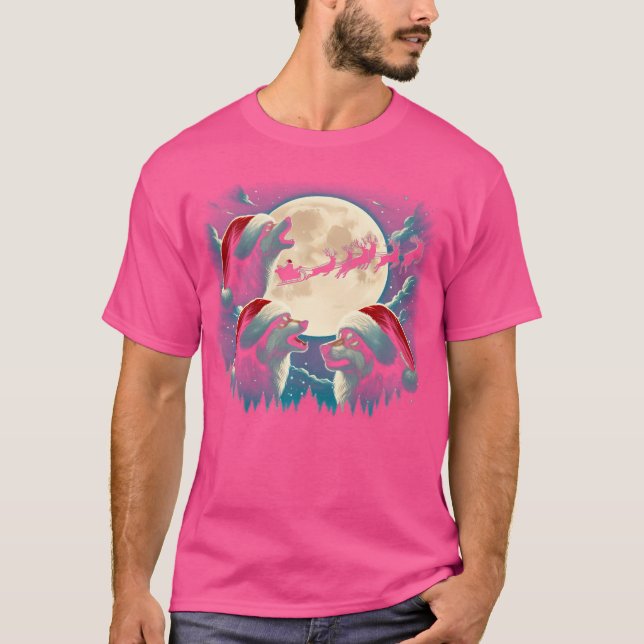 Tre Varger under jultomten i Måne T Shirt (Framsida)