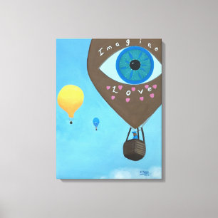 Tre varmluftsballonger Imagine Love Wrapped Canvas