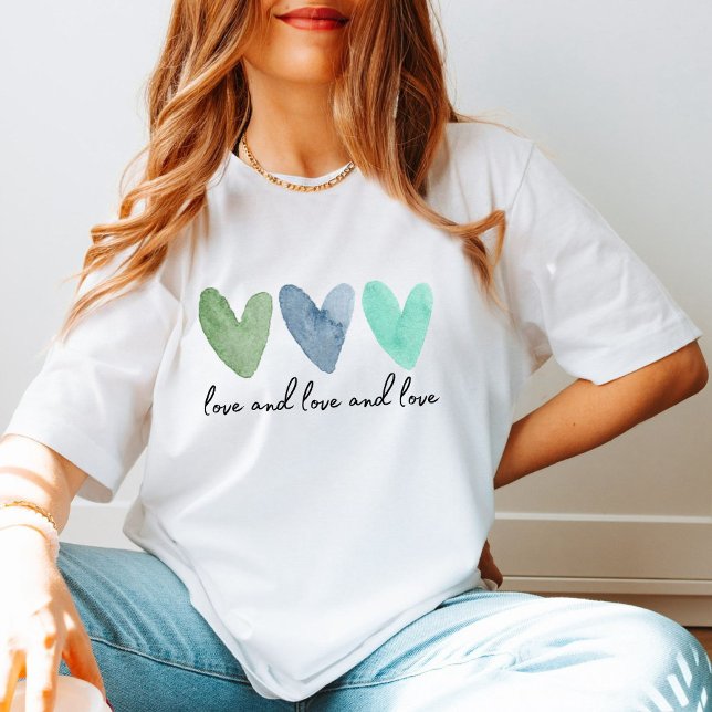 Tre vattenfärgshögar med anpassade text t shirt (Skapare uppladdad)
