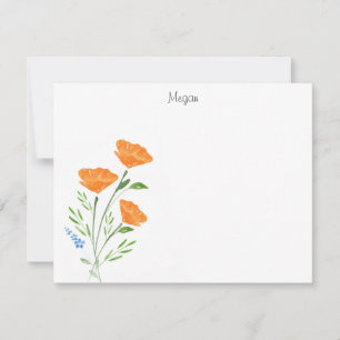 Tre vattenfärgspopies Bouquet Anteckningskort