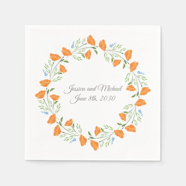 Tre vattenfärgspopies för utandning pappersservett (Framsidan)