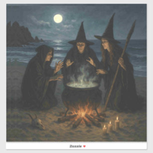 Tre veckor Brew Cauldron Full Moon Beach Klistermärken