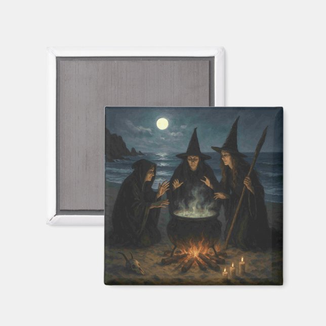 Tre veckor Brew Cauldron Full Moon Beach Magnet (Front/Back)