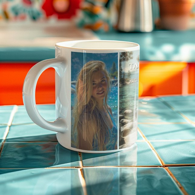 Tre vertikala remsor Boho-foto Mugg (Three Vertical Strip Boho Photo Mug)