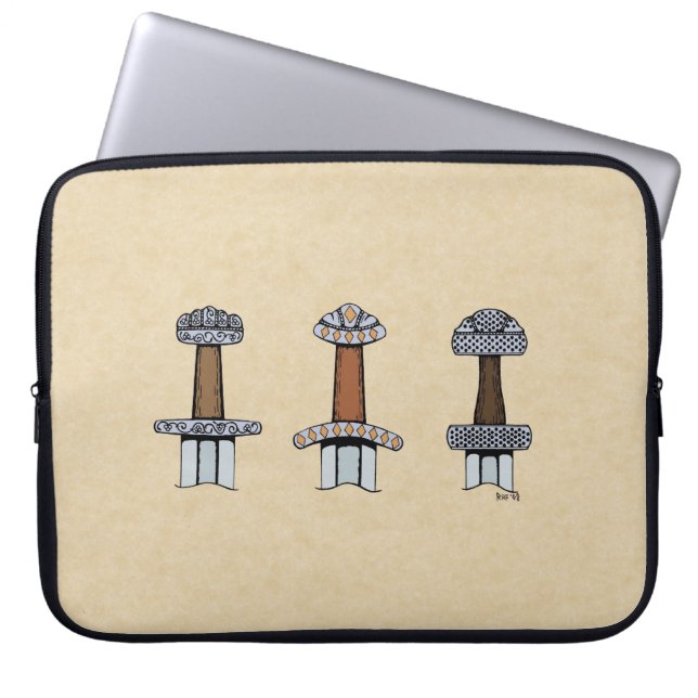 Tre Viking Sword Hilts Laptop Sleeve (Framsidan)