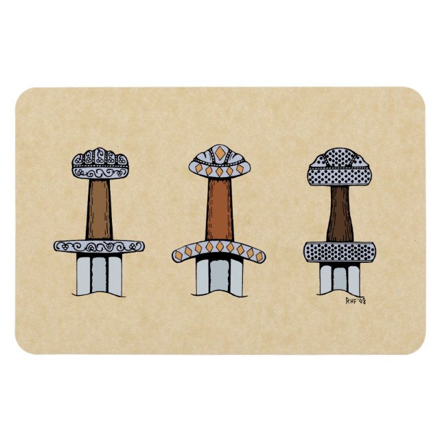 Tre Viking Sword Hilts Magnet (Horisontell)