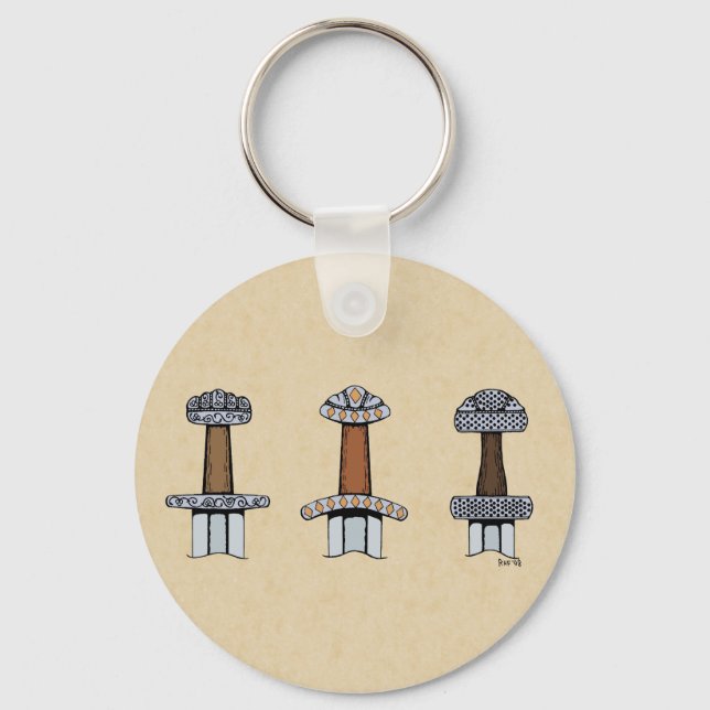 Tre Viking Sword Hilts Nyckelring (Framsida)