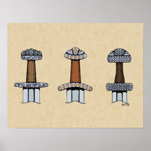 Tre Viking Sword Hilts Poster