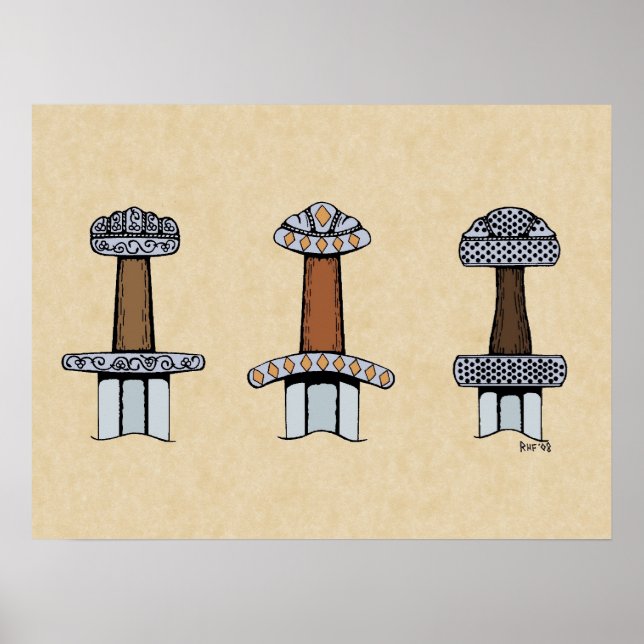 Tre Viking Sword Hilts Poster (Framsidan)