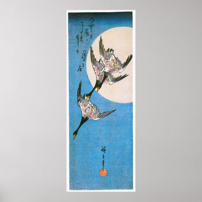 Tre Vilder Geese Flies, av Utagawa Hiroshige Poster (Framsidan)
