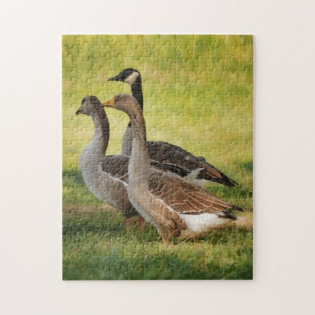 Tre Vilder Geese Nature Art Puzzle Pussel (Vertikal)