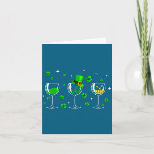Tre vin glas klöver Shamrock St Patrick dag Irländ Kort