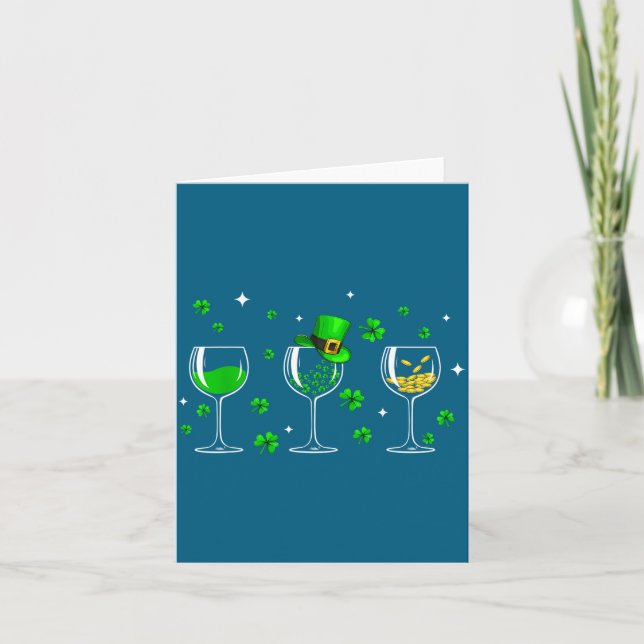Tre vin glas klöver Shamrock St Patrick dag Irländ Kort (Framsida)