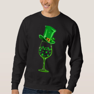 Tre Vin-glasögon Shamrock Vin St patrick's day Lång Ärmad Tröja
