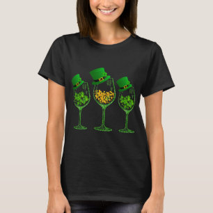 Tre Vin Glass Shamrock St Patrick T Shirt