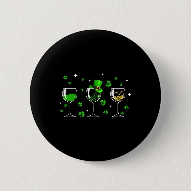 Tre Vin Gles Klöver Shamrock St Patrick Day Iri Knapp (Framsida)