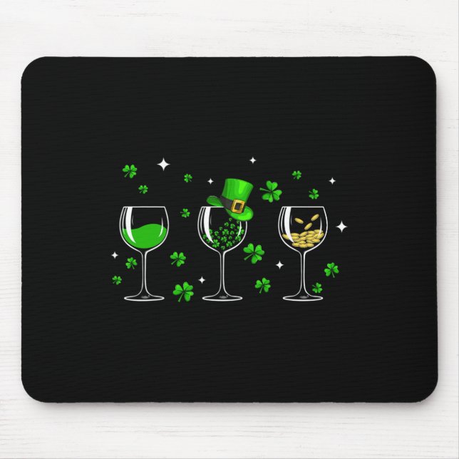 Tre Vin Gles Klöver Shamrock St Patrick Day Iri Musmatta (Framsidan)